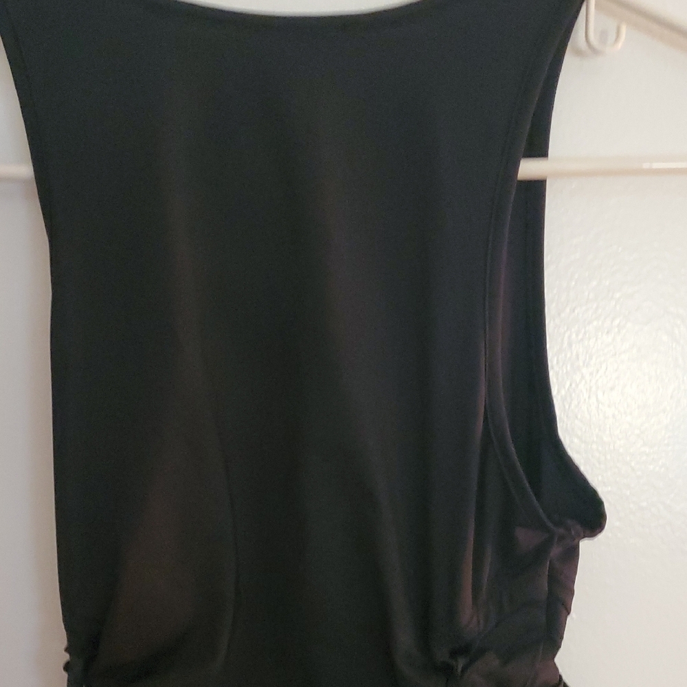 Lioness Designer Brand Black Ruched Tank Top With Ribbon Ties In Front And Back - Picture 7 of 8
